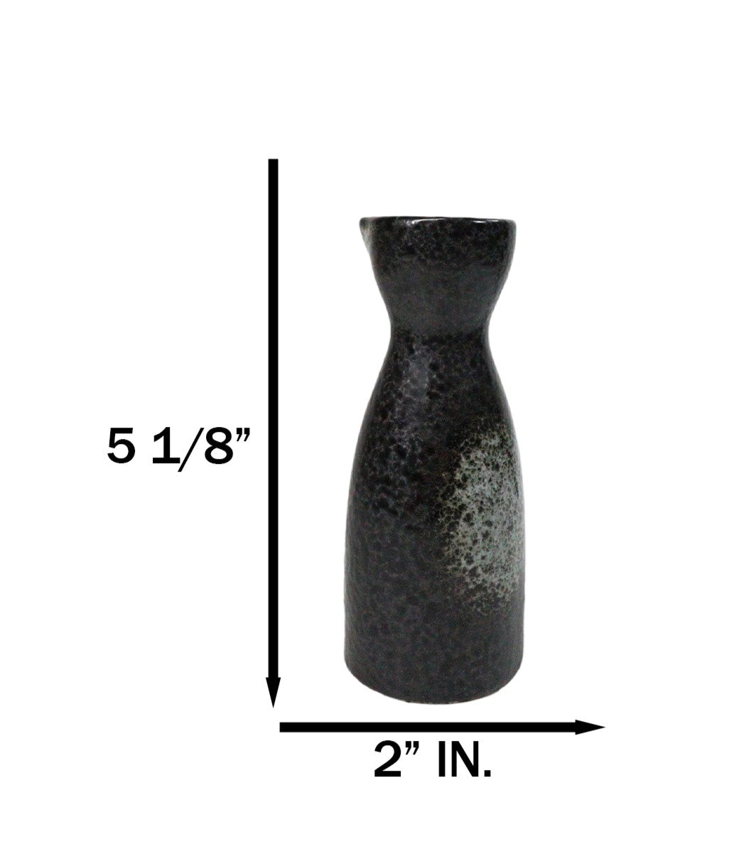 Pack Of 6 Porcelain Charcoal Grey Tone Hakumu Japanese Wine Sake Tokkuri Flasks