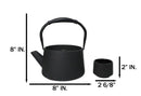 Black Modern Straight Edge Tetsubin Cast Iron Teapot 33oz And 4 Tea Cups Set