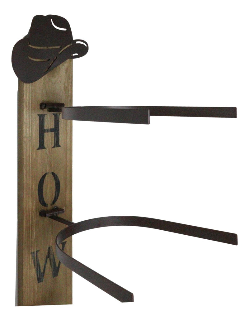 Rustic Western Howdy 4 Slot Cowboy Cowgirl Hats Wall Rack Hanger Organizer