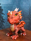 Red Whimsical Wyrmling Dragon With Flutter Wings Decorative Bobblehead Figurine