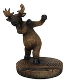Rustic Western Whimsical Elk Moose Standing On Tree Ring Cell Phone Holder Stand