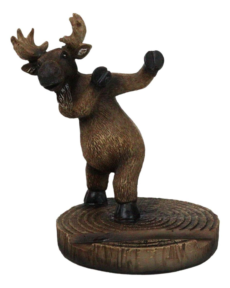Rustic Western Whimsical Elk Moose Standing On Tree Ring Cell Phone Holder Stand