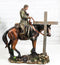 Western Cowboy in Solemn Prayer On Horse By Faded Cross And Cactus Figurine
