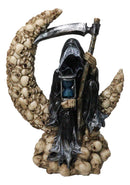 Grim Reaper With Scythe Hourglass on Skull Crescent Moon Gothic Death Figurine
