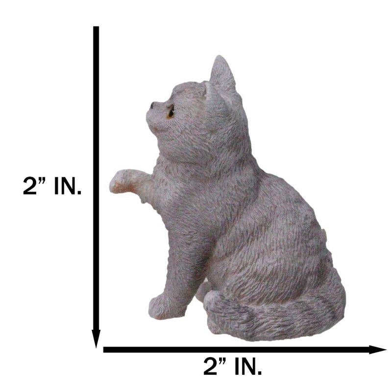 Realistic Feline British Shorthair Grey Kitty Cat Kitten Pawing Mini Figurine