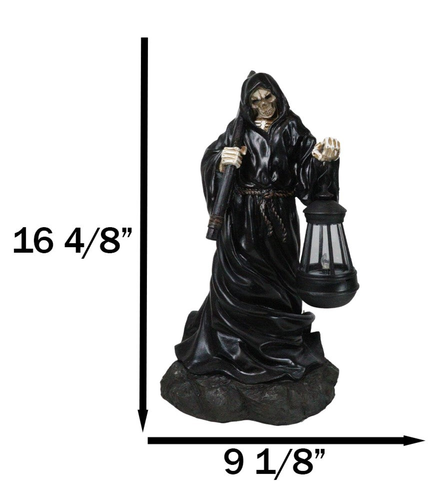 Ebros 16.5"Tall Beacon of The Styx Grim Reaper Solar Lantern LED Light Statue - Ebros Gift