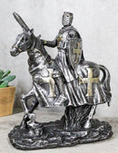 Suit of Armor Crusader Knight With Sword And Shield On Cavalry Horse Figurine