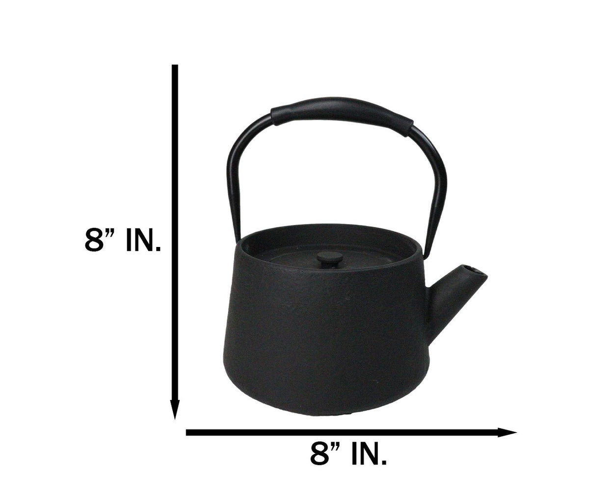 Black Modern Straight Edge Design Tetsubin Larger Cast Iron Teapot 33oz