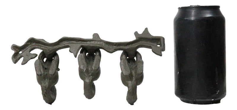 Rustic Country Cast Iron Squirrel On Tree Branch 4-Peg Wall Coat Hooks 13"L