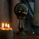 Wicca Occult Witchcraft Witch Black Crystal Glass Gazing Ball On Stand Decor