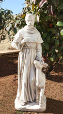 Catholic Church Saint Francis With Deer And Bird Large Outdoor Statue 24" Tall
