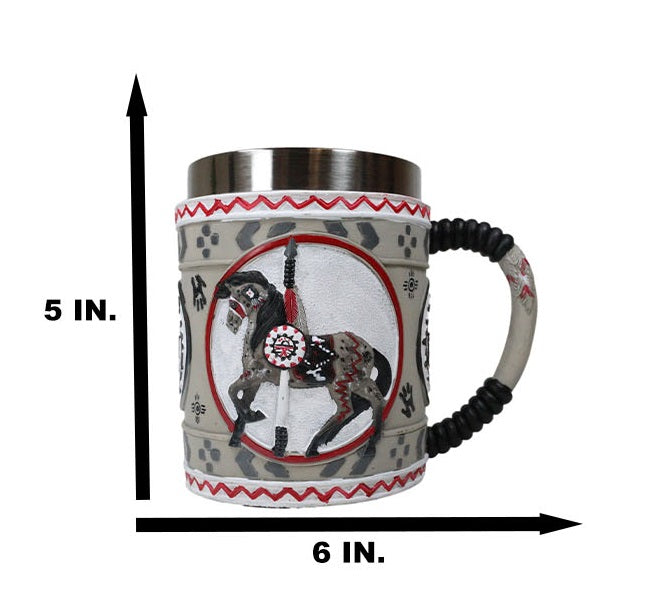 The Trail Of Painted Ponies Western Grey Ghost Tribal Indian Horse Tankard Mug