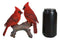 Wildlife Nature 2 Northern Red Cardinal Birds Perching On Branch Figurine