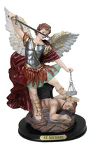 Saint Michael Archangel Defeating Satan With Sword And Justice Scales Statue 12.5"