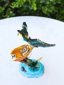 Blue Kingfisher Bird Pewter Austrian Crystals Jeweled Trinket Jewelry Box