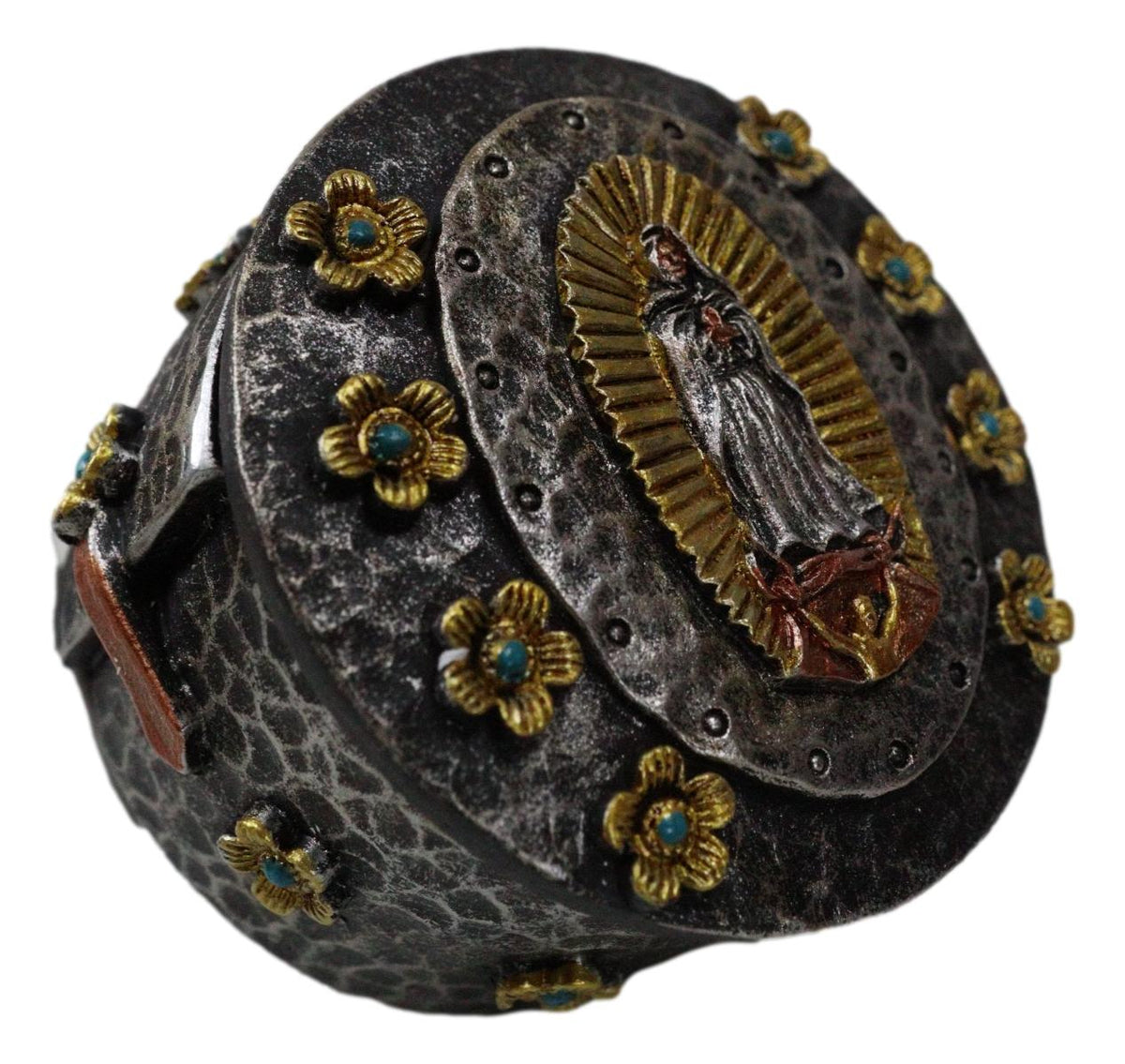 Our Holy Lady Of Guadalupe Mother Mary Decorative Round Jewelry Rosary Box