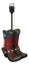 Rustic Western Patriotic Texas Flag Horseshoes Cowboy Spur Boots Table Lamp 19"H