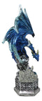 Armored Blue Guardian Water Elemental Dragon On LED Crystals Pedestal Figurine