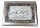 Happy Anniversary Polycast Brushed Pewter Crystal Gemstones Musical Trinket Box