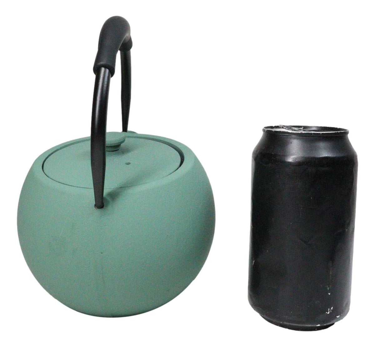 Pastel Green Minimalistic Tilted Round Cast Iron Teapot 28oz Tea Pot With Handle
