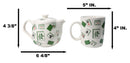 Green White Chinese Mahjong Tiles Ceramic Tea Pot 15oz And 2 Cup Mugs 11oz Set