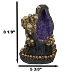 Gothic Melting Skulls Faux Geode Crystals LED Light Cave Backflow Incense Burner