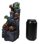 Medieval Mini Metallic Baby Dragons With Rock Mountain Display Figurine Set