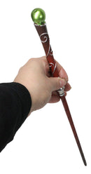 Sorcery Witchcraft Faux Wood Silver Scrollwork Golden Pearl Magic Wand 14"L