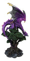 Fantasy Midnight Purple Dragon Perching On Ancient Tree Of Life Figurine