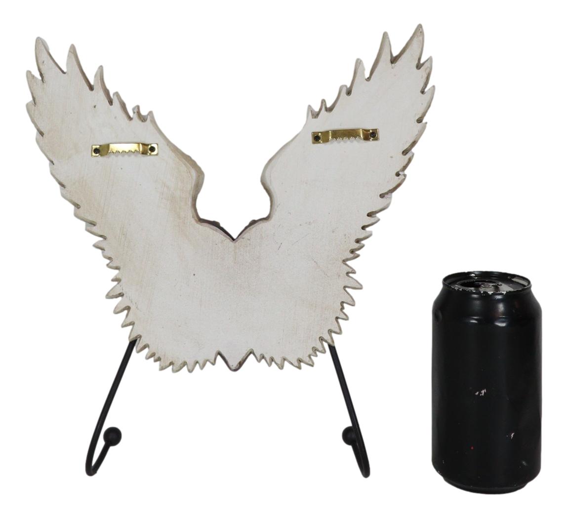 Rustic Western Turquoise Heart Le Fleur Angel Wings Wall Double Hooks Sculpture - Ebros Gift