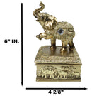 Golden Thai Elephant Trinket Box with Gemstone Crystals, Ornate Buddha Inspired