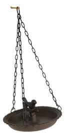 Cast Iron Love Bird On Branch Sunflower Basin Hanging Garden Bird Bath Feeder