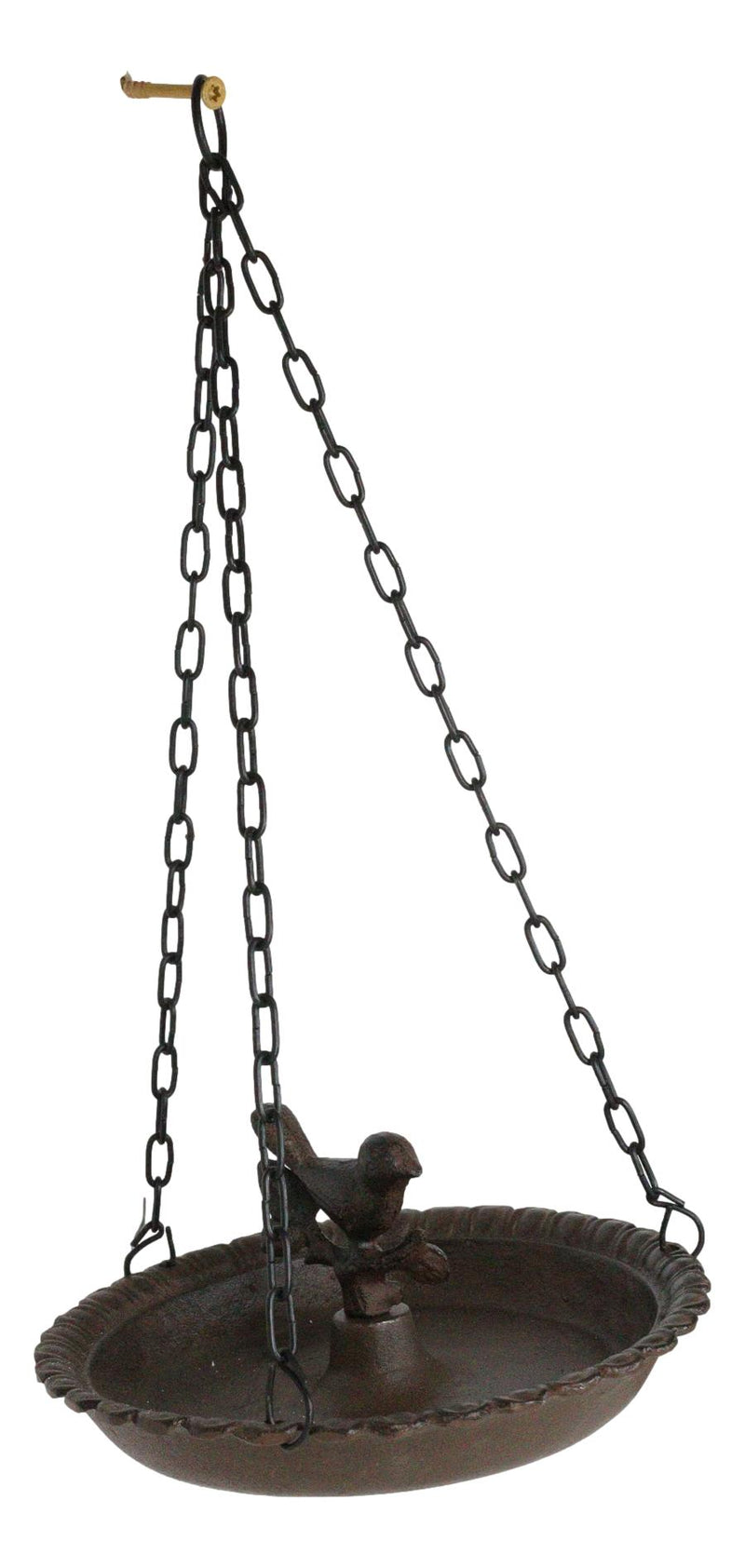 Cast Iron Love Bird On Branch Sunflower Basin Hanging Garden Bird Bath Feeder