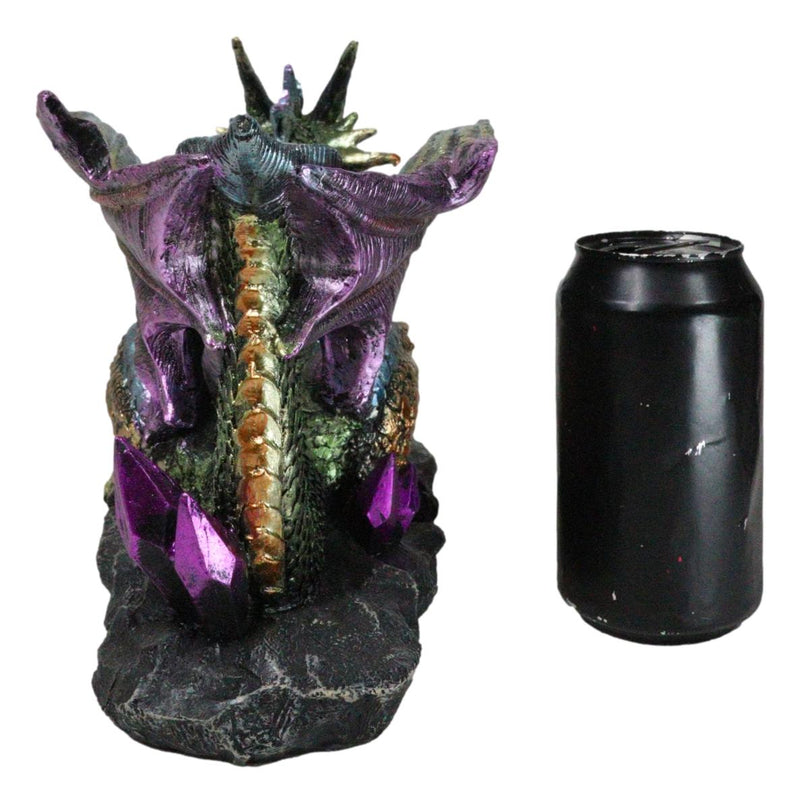 Voyage Of The Purple Iridescent Crystal Rainbow Dragon Wine Holder Statue 12"L