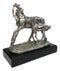 Western Horse and Foal Chrome Electroplated Resin Figurine With Museum Base