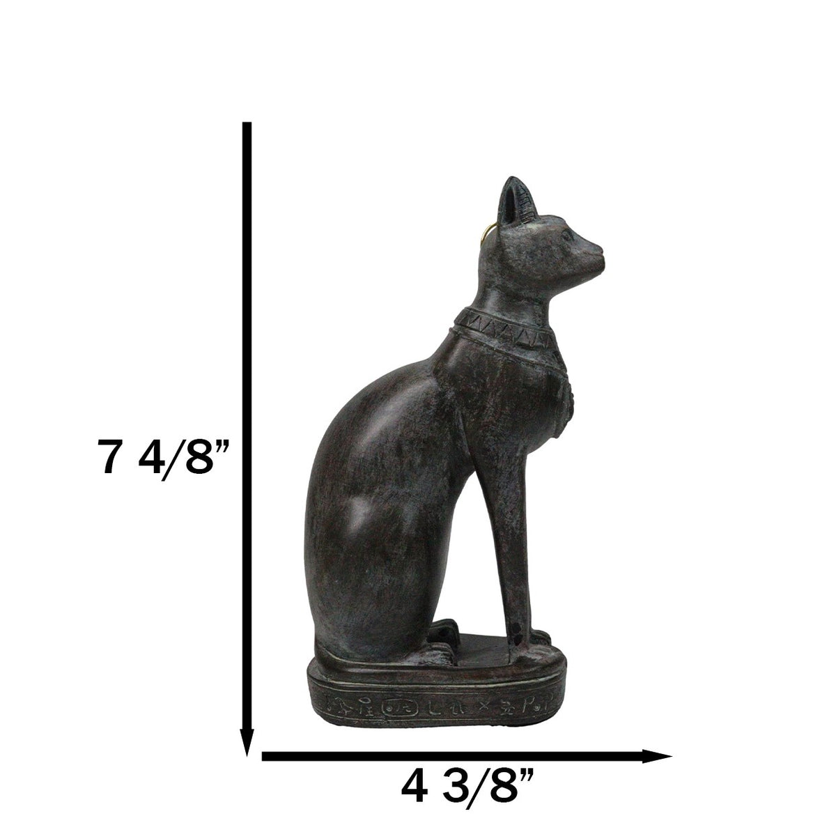 Ancient Egyptian Ubasti Bastet Cat Sitting in Royal Pose Faux Clay Figurine 7"H
