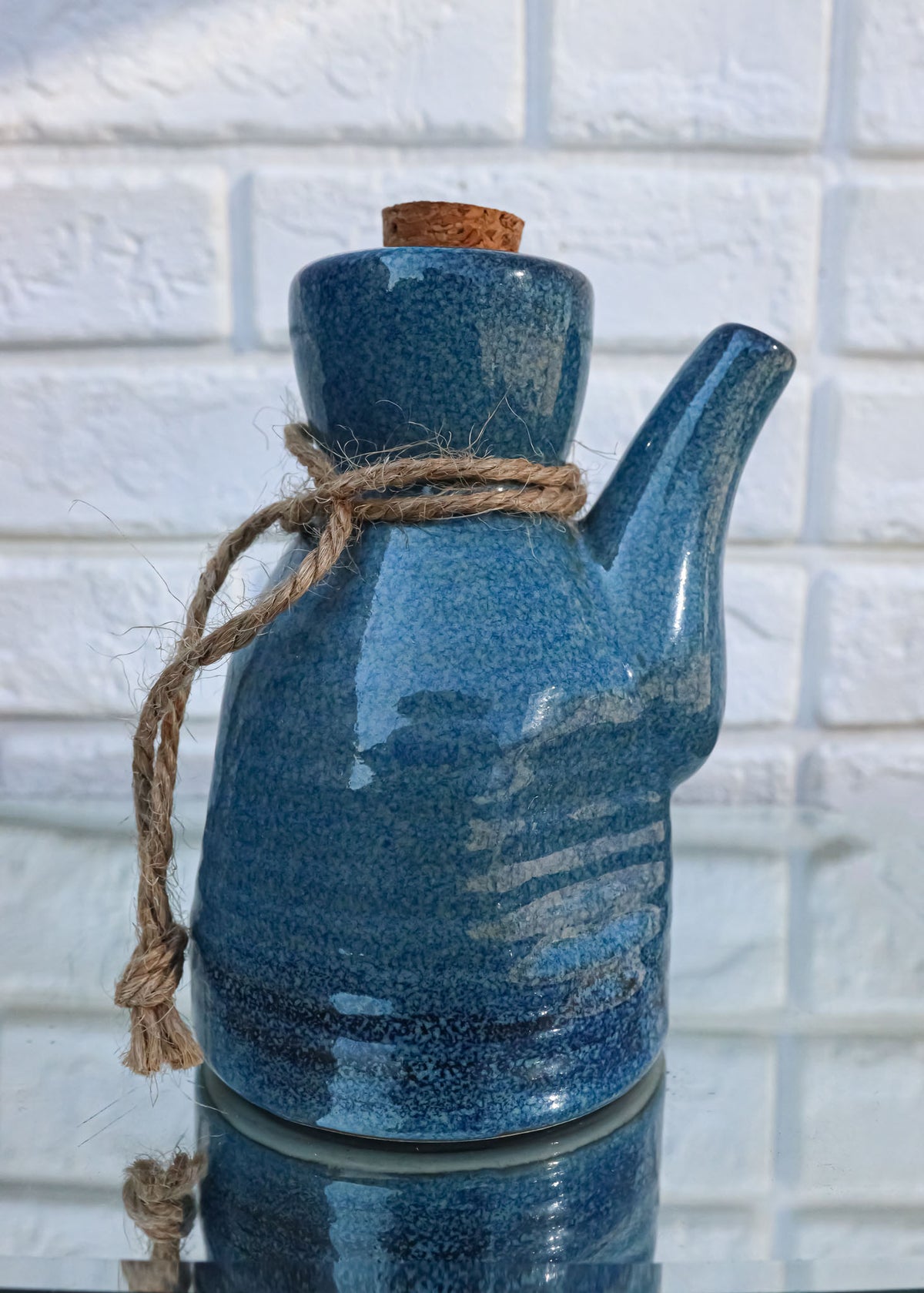 Pack of 6 Porcelain Cool Blue Soy Sauce Vinegar Condiment Dispenser Flask 7oz