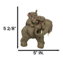Safari Savanna Whimsical Elephant Father And 2 Calves On Piggyback Figurine 5"H