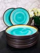 Pack Of 6 Green Midori Kannyu Large Round Dinner Plates With Lip Edge 10" D