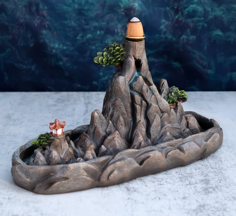 Feng Shui Zen Mountain Range Buddhist Pagoda Temple Backflow Cone Incense Holder