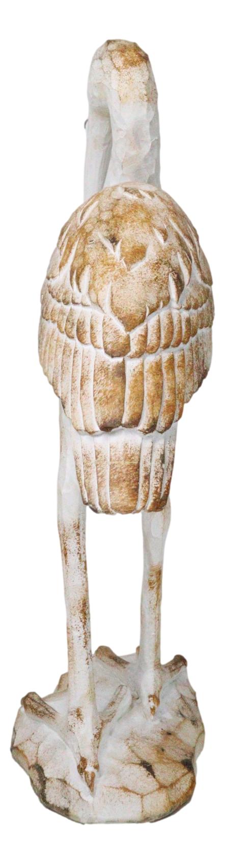 Nautical Marine Scarlet Ibis Distressed Faux Wood Finish Sculpture Decor 16"H