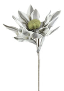 Set of 2 Realistic Artificial Botanica Long White Grey Flower Floral Stems