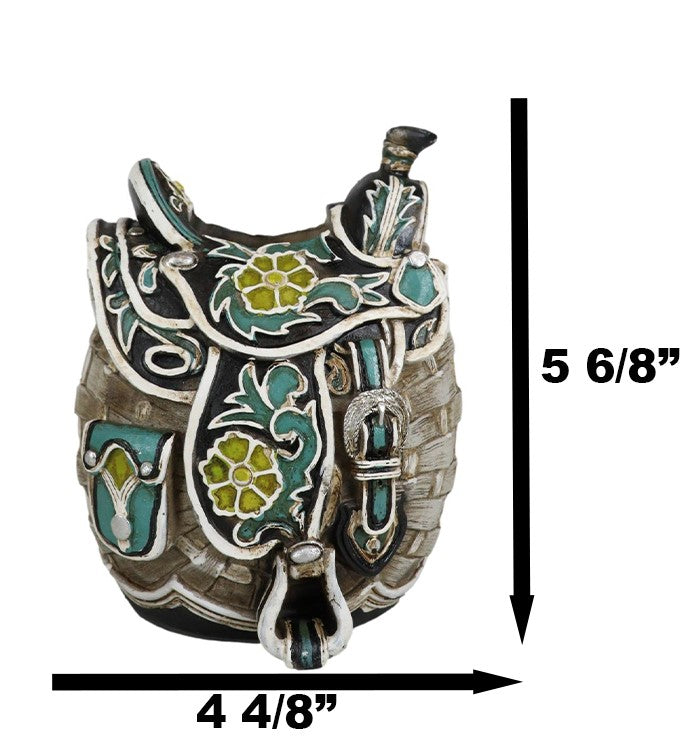 Rustic Western Country Cowboy Cowgirl Horse Saddle Flower Vase Or Pen Holder
