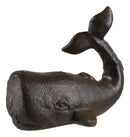 Set Of 2 Rustic Cast Iron Sperm Whale Cachalot Decorative Paperweight Figurines