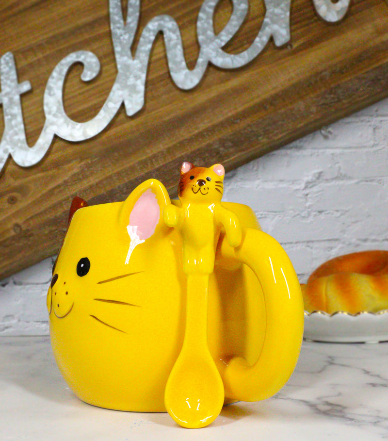 Ebros Adorable Whimsical Orange Cat Mug Drink Cup 16oz