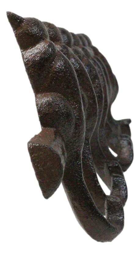 Cast Iron Rustic Abstract Feline Cats With Playful Tails 7 Pegs Wall Hooks Decor