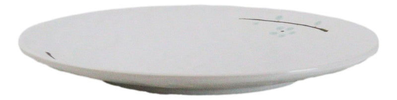 Set Of 6 Modern Yukino Hana Snowflakes Melamine Large Round Dinner Plates 11"D