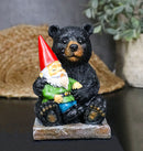 Backwoods Buddies Black Bear Hugging Gnome Figurine Whimsical Woodland Bear