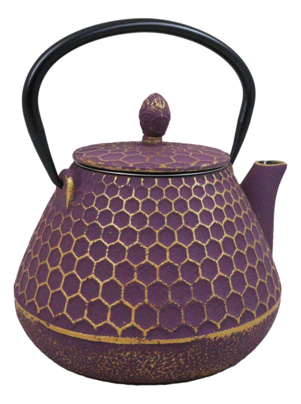 Traditional Oriental Tetsubin Purple Honeycomb Design Cast Iron Teapot 32oz