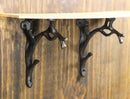 Pack of 2 Cast Iron Nature Flora Fauna Twig Branch Wall Shelf Brackets 7"H